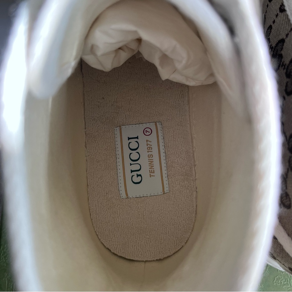 SOLD NEW Gucci 1977 Tennis High Top GG Monogram Sneakers UK M 7 / US M 8 / W 10 - Picture 6 of 16